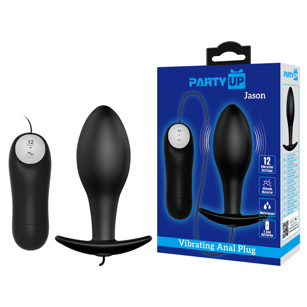 Black 8.5 cm Vibrating Butt Plug with Remote