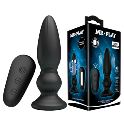 Black 12.5 cm USB Rechargeable Vibrating Anal Plug with Remote