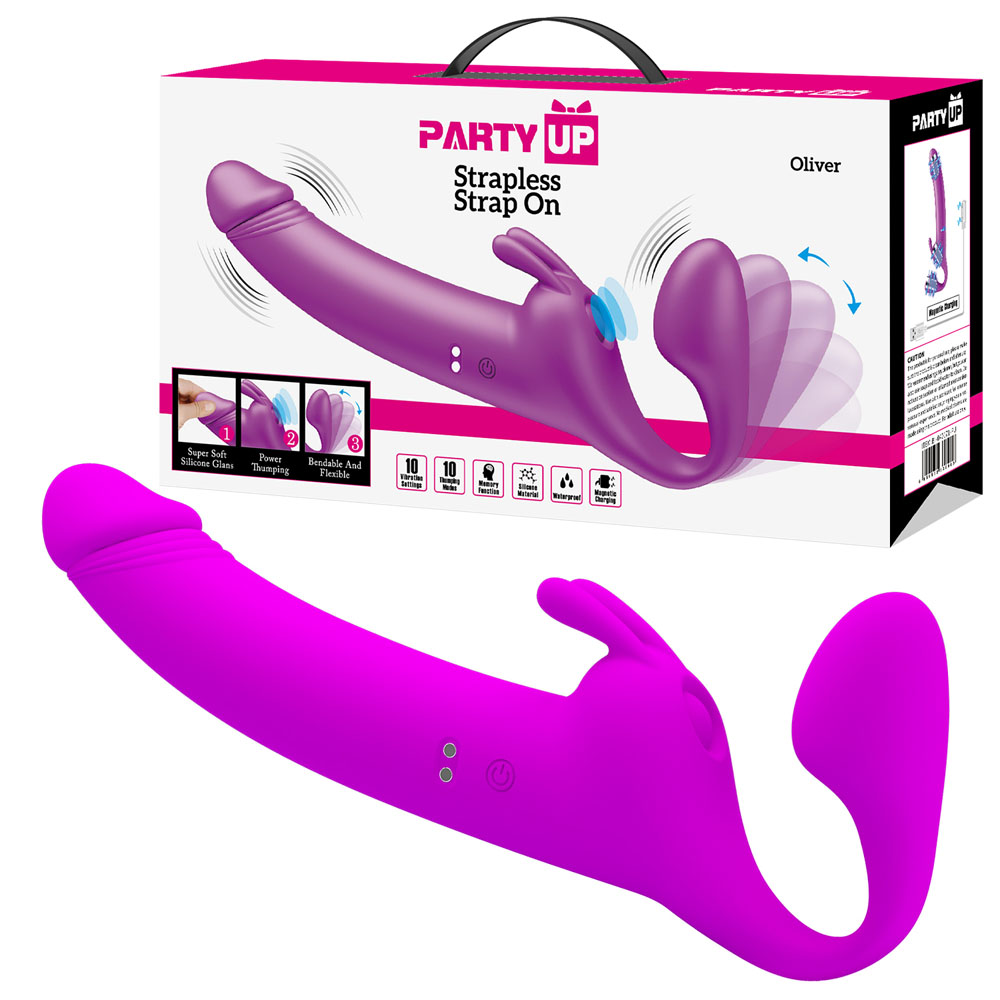 Purple 28.3 cm USB Rechargeable Strapless Strap-On