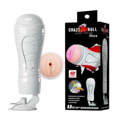 Flesh USB Rechargeable Vibrating Squeezeable Vagina Stroker with Suction Base