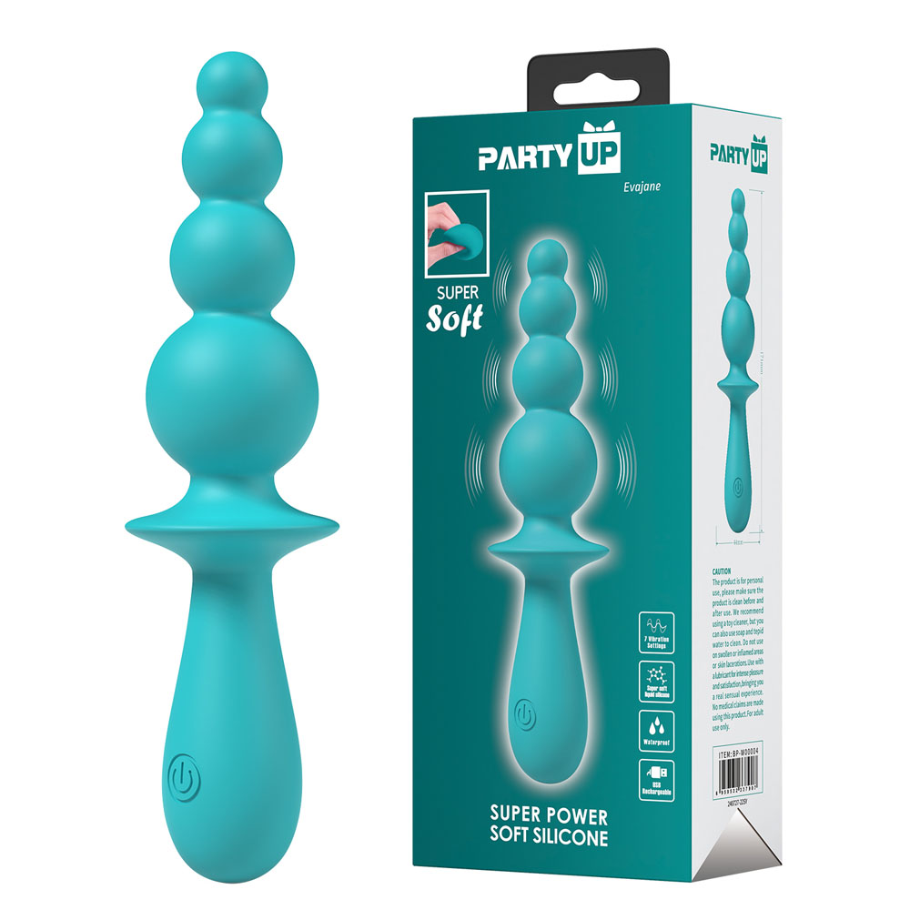 Teal 17.1 cm USB Rechargeable Beaded Vibrator