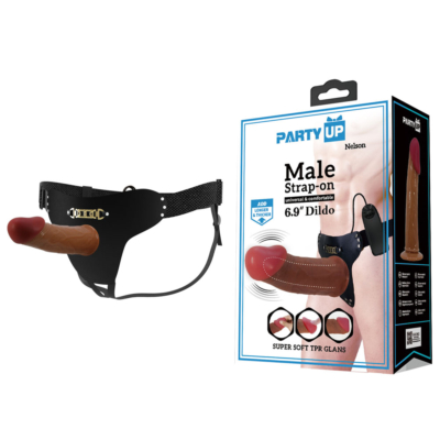 Brown 17.5 cm Vibrating Hollow Strap-On
