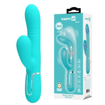 Teal 22.6 cm USB Rechargeable Thrusting Rabbit Vibrator