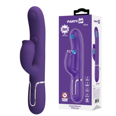 Purple 22.8 cm USB Rechargeable Vibrator with Licking Clit Stimulator and Thumping Shaft