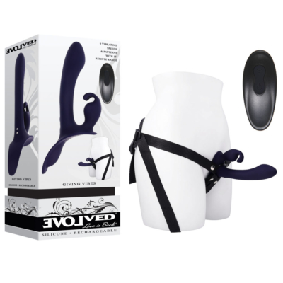 Black 14.6 cm USB Rechargeable Vibrating Strap-On with Remote
