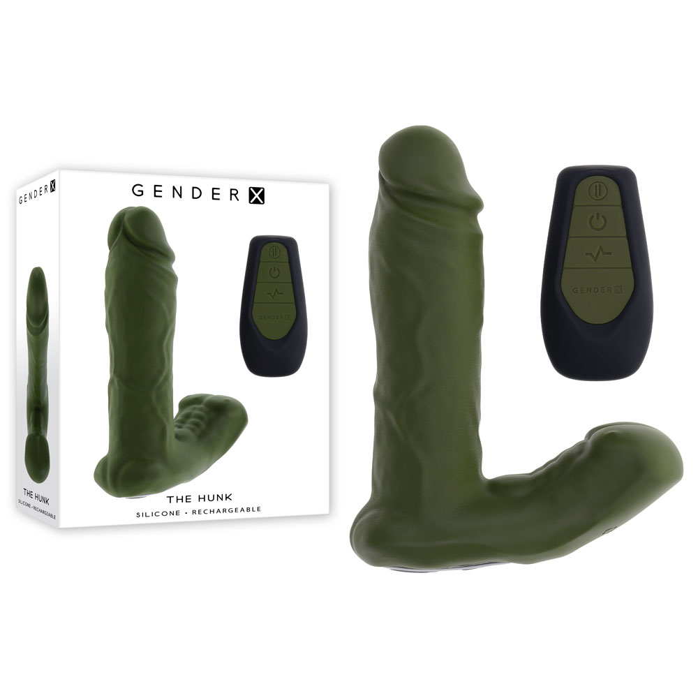 Green 15.2 cm USB Rechargeable Thrusting Vibrator with Remote