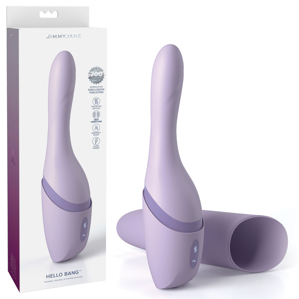 Purple 27 cm USB Rechargeable Warming & Thrusting Vibrator