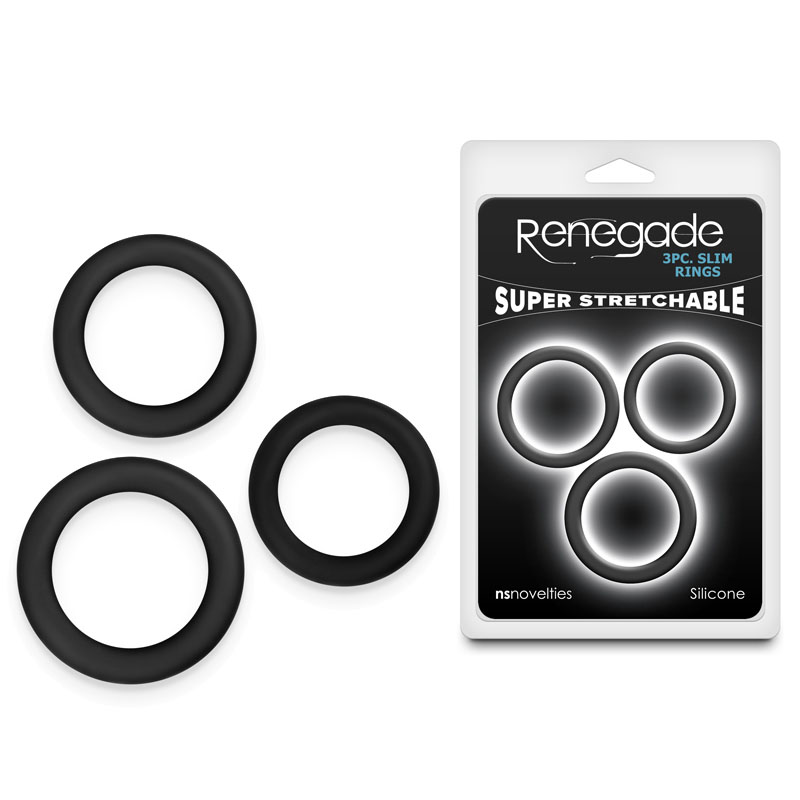 Black Cock Rings - Set of 3 Sizes