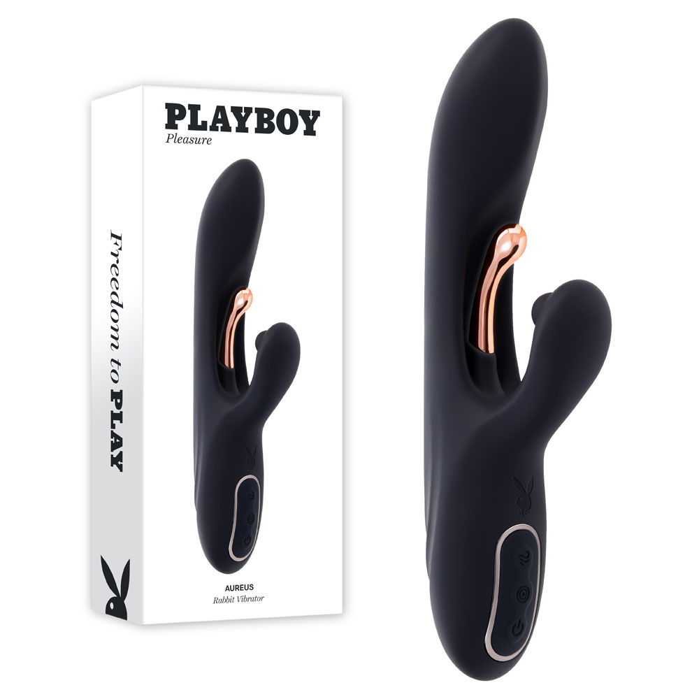 Black 22.7 cm USB Rechargeable Rabbit Vibrator with Internal Flicker