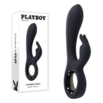 Black 20 cm USB Rechargeable Rabbit Vibrator