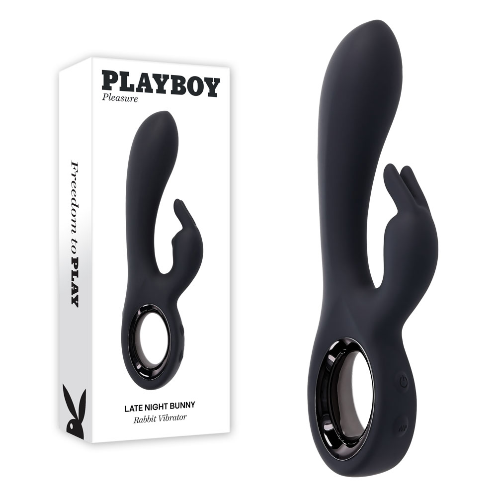 Black 20 cm USB Rechargeable Rabbit Vibrator