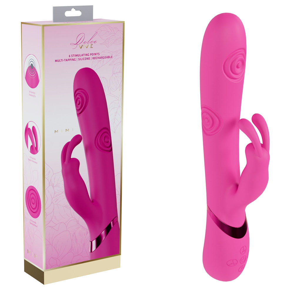 Pink 25 cm USB Rechargeable Vibrating & Tapping Rabbit Vibrator