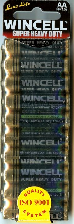 <p>Wincell Super Heavy Duty AA Shrink 10Pk Battery</p>