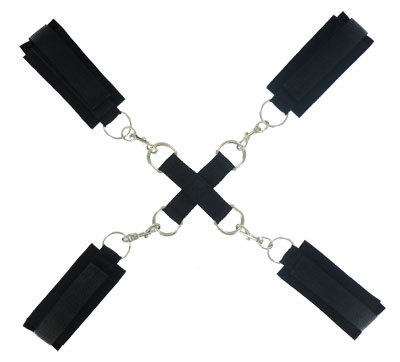 This beginner cross tie system aides in immobilizing you in the most vulnerable of positions while your partner has full access to all your naughty bits! The simple design offers loads of versatility
