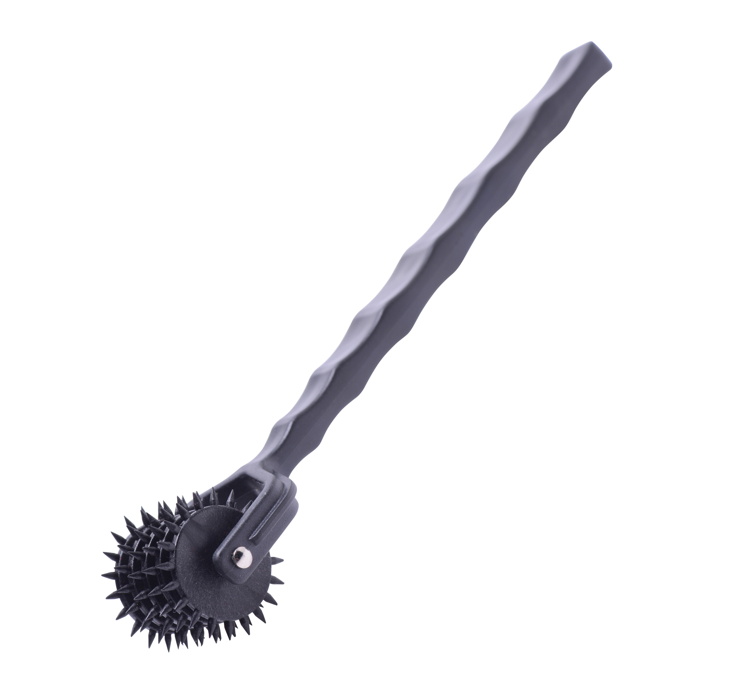 This modern take on a Wartenberg wheel features a row of 5 spikey pinwheels for your pin-pricking pleasure. The ergonomically-shaped handle allows for good grip in those hot and heavy moments when you want to deliver a subtle but sharp sensation. The smooth rolling motion will glide over the whole body
