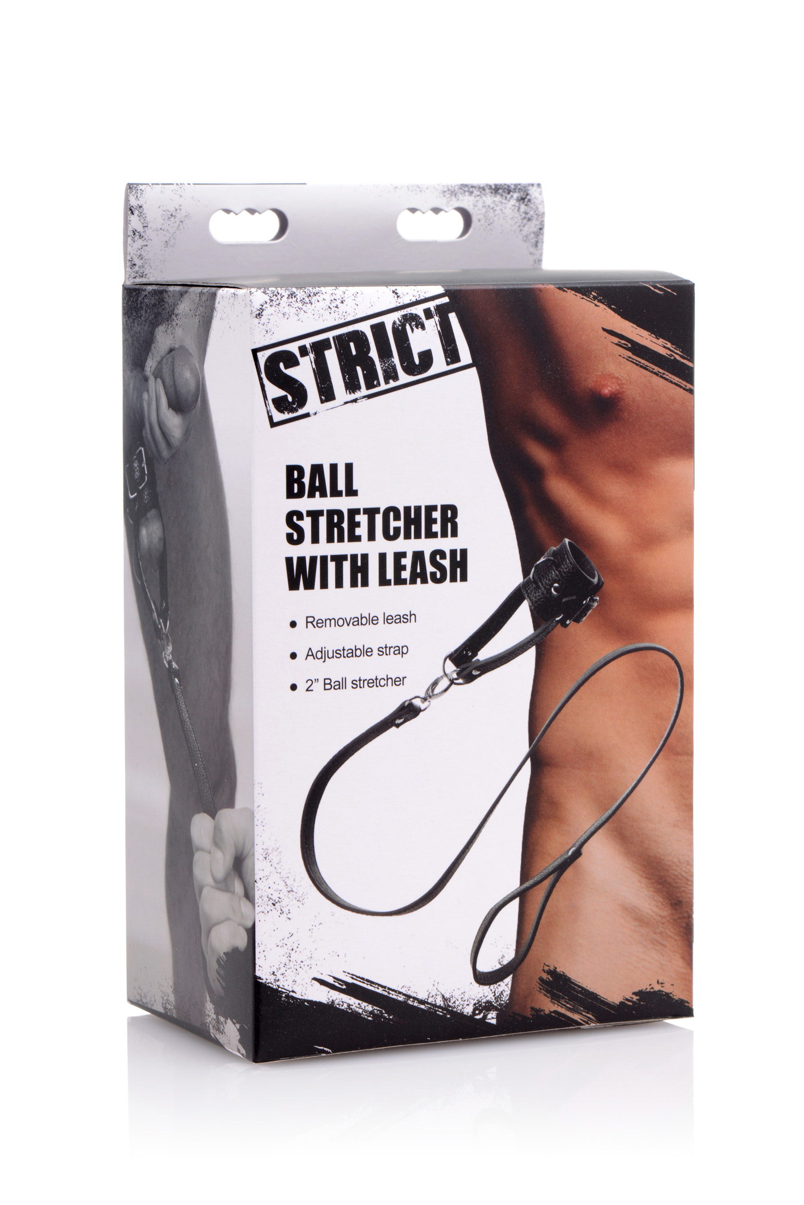 to pull your plaything around by his balls! You can also use the D-rings to connect weights so that your slave is further tormented. </span><br /><br /><b>Measurements:</b><span> Leash is 35.5 inches in length. Stretcher is 2 inches in width and adjusts up to 6 inches in circumference. </span><br /><br /><b>Material:</b><span> PU leather