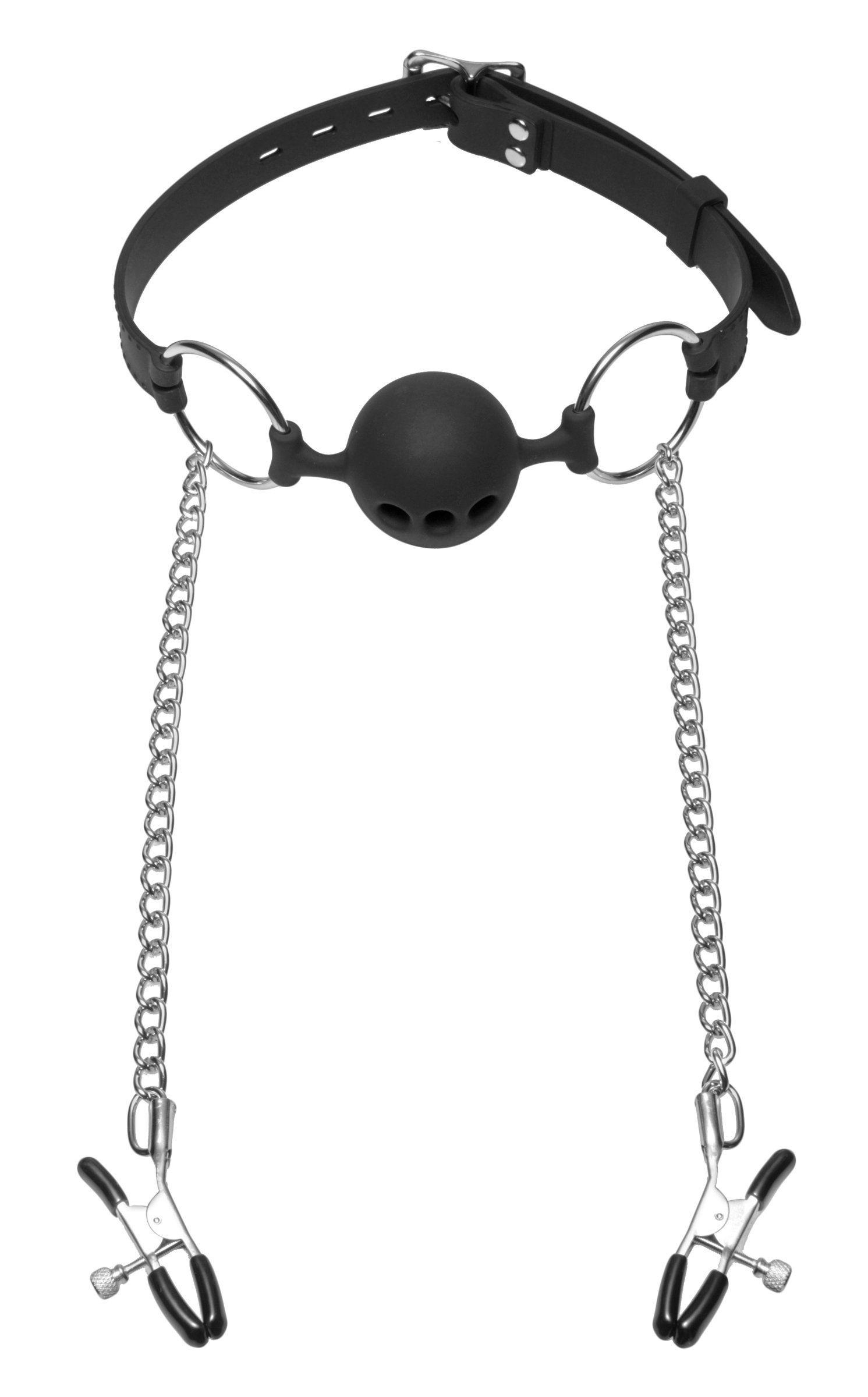 This breathable ball gag allows you to restrict the speech of your plaything