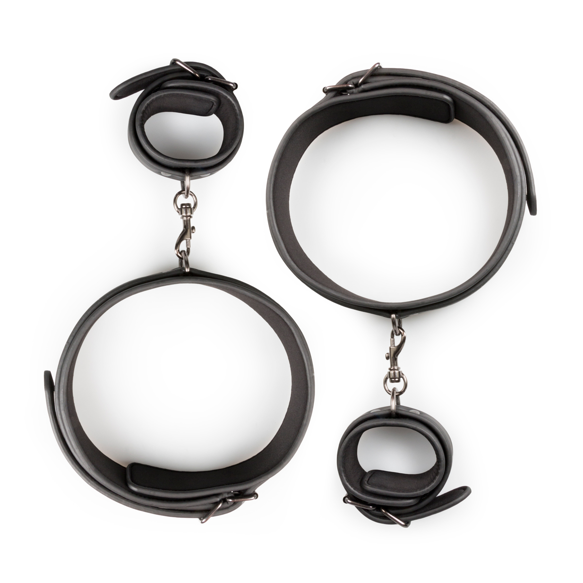 The cuffs are made of strong and durable faux leather and are lined with foam to prevent scratching.