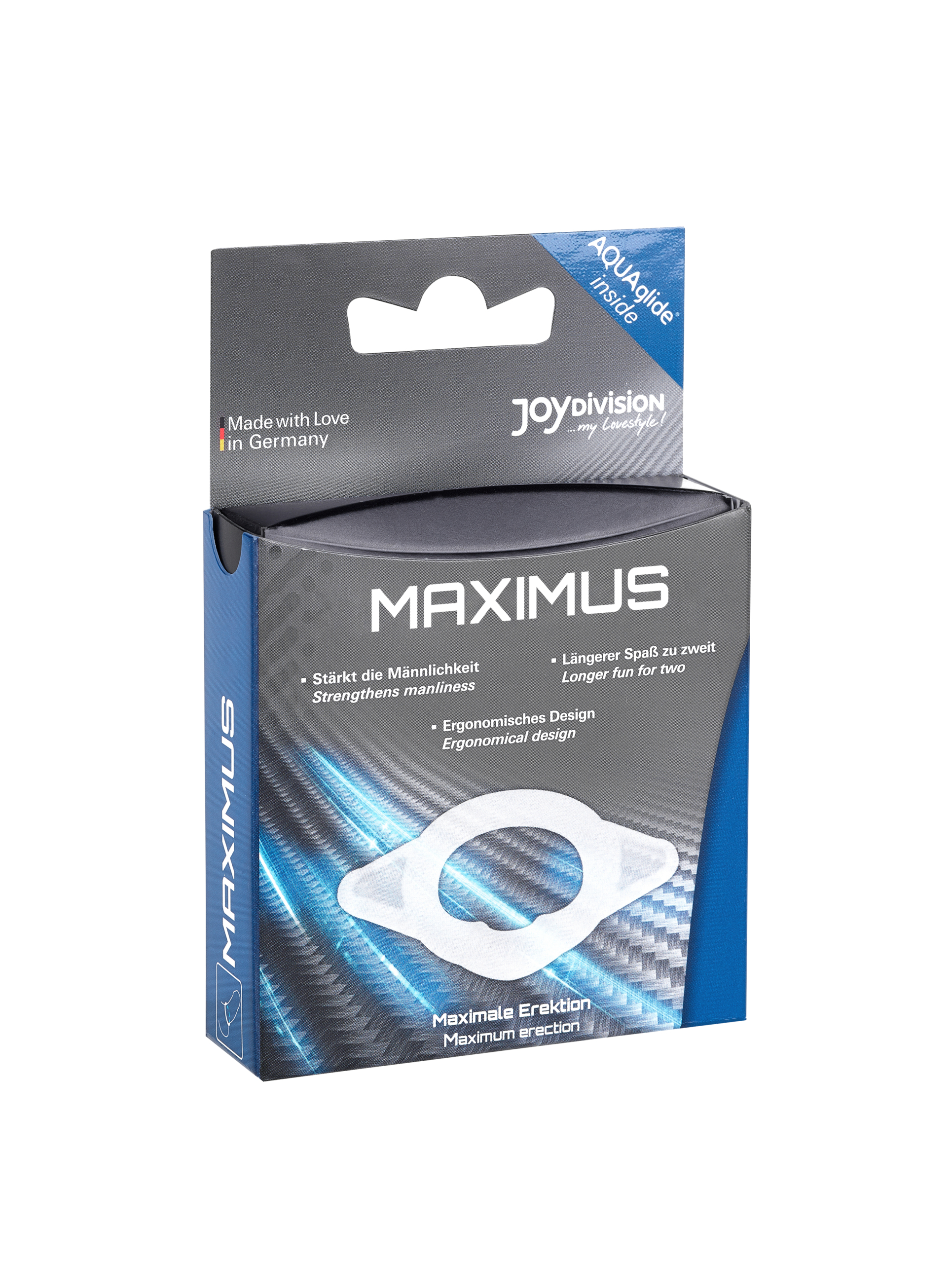 the anatomically perfectly shaped virility ring provides an unbelievable and hitherto unachieved level of stability. Experience long-lasting sexual adventures with MAXIMUS! The penis remains big and hard
