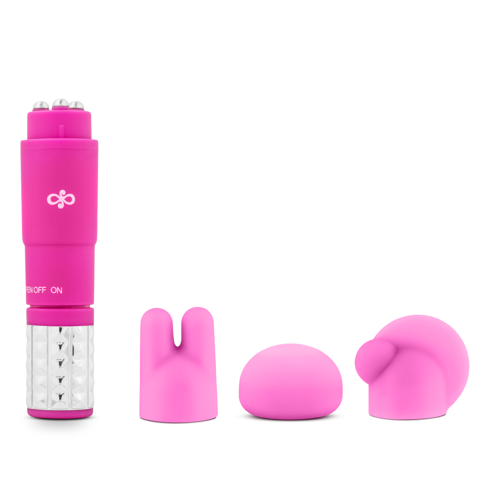 Revitalize was designed to relax and distress. It was made specifically to pinpoint areas that hold tension such as your temple or anywhere you desire. Use with or without the included silicone attachments. Without the attachments