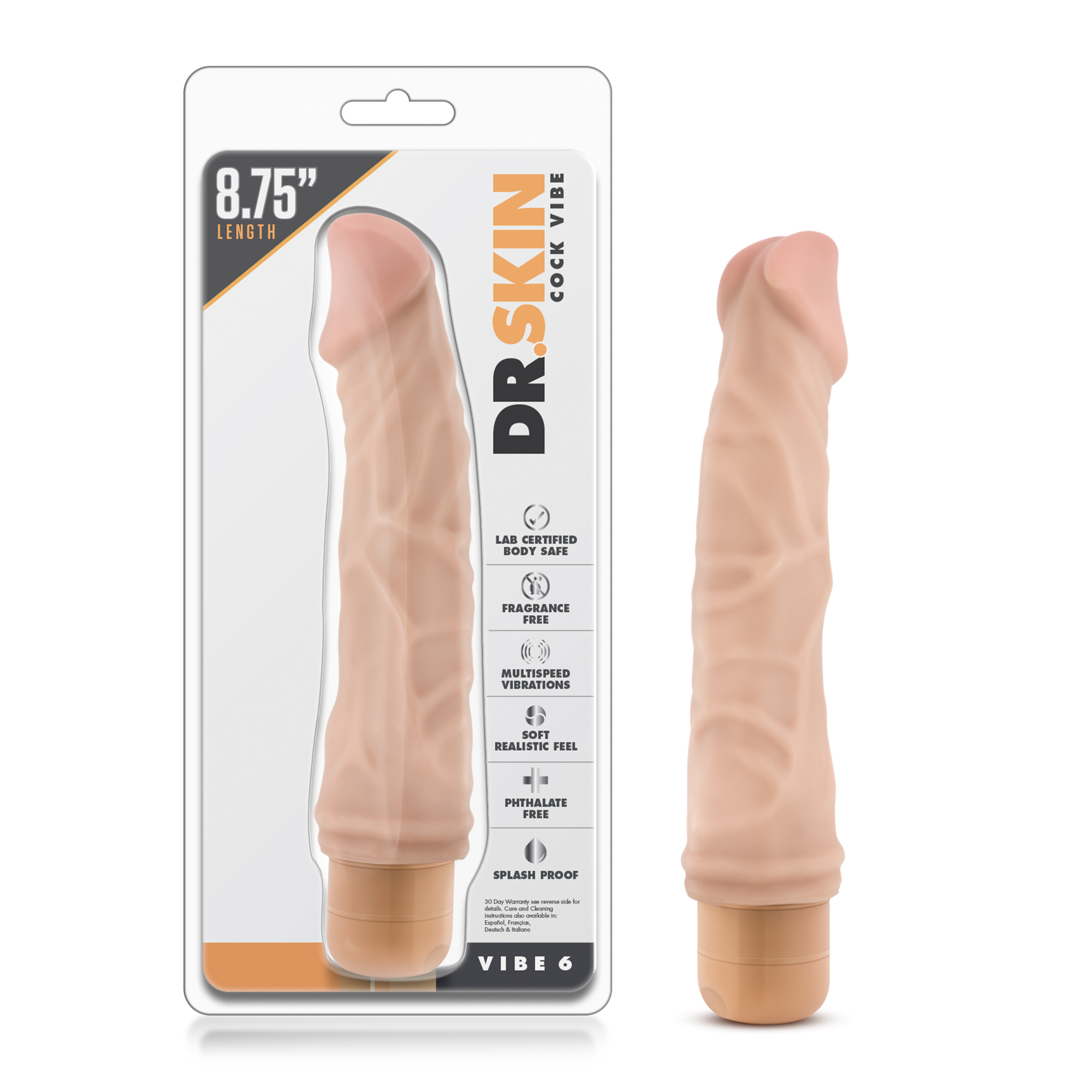 throbbing vibrations with the convenient twist-dial base. The Dr. Skin Vibe 6 is waterproof