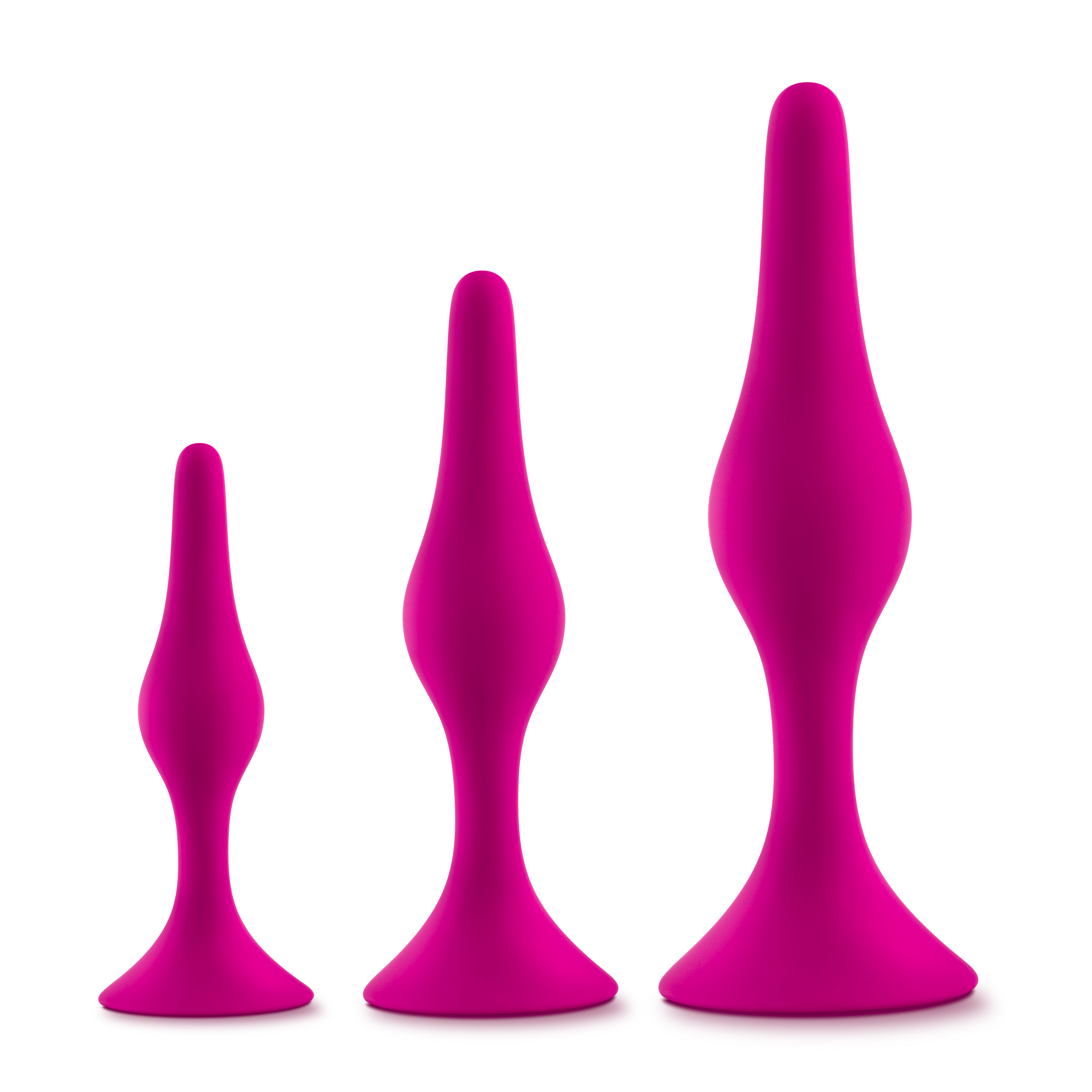 The Luxe Beginner Plug Kit is the perfect starter set for safe and gentle booty play. Each butt plug features a tapered tip for easy insertion and a tight neck for gentle pressure and extended wear. With three graduated sizes