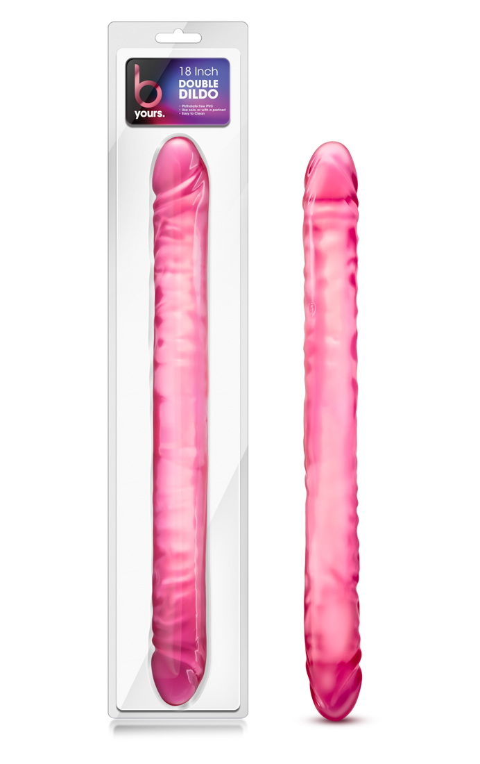 that leaves 9 inches for each of you. This Double Dildo is realistic with a pronounced head on each end to increase pleasure. Our double dildo is also flexible enough to be used for double penetration. Made of fragrance and Phthalate Free PVC: this toy is body safe and easy to clean! Just wash with warm soap and water