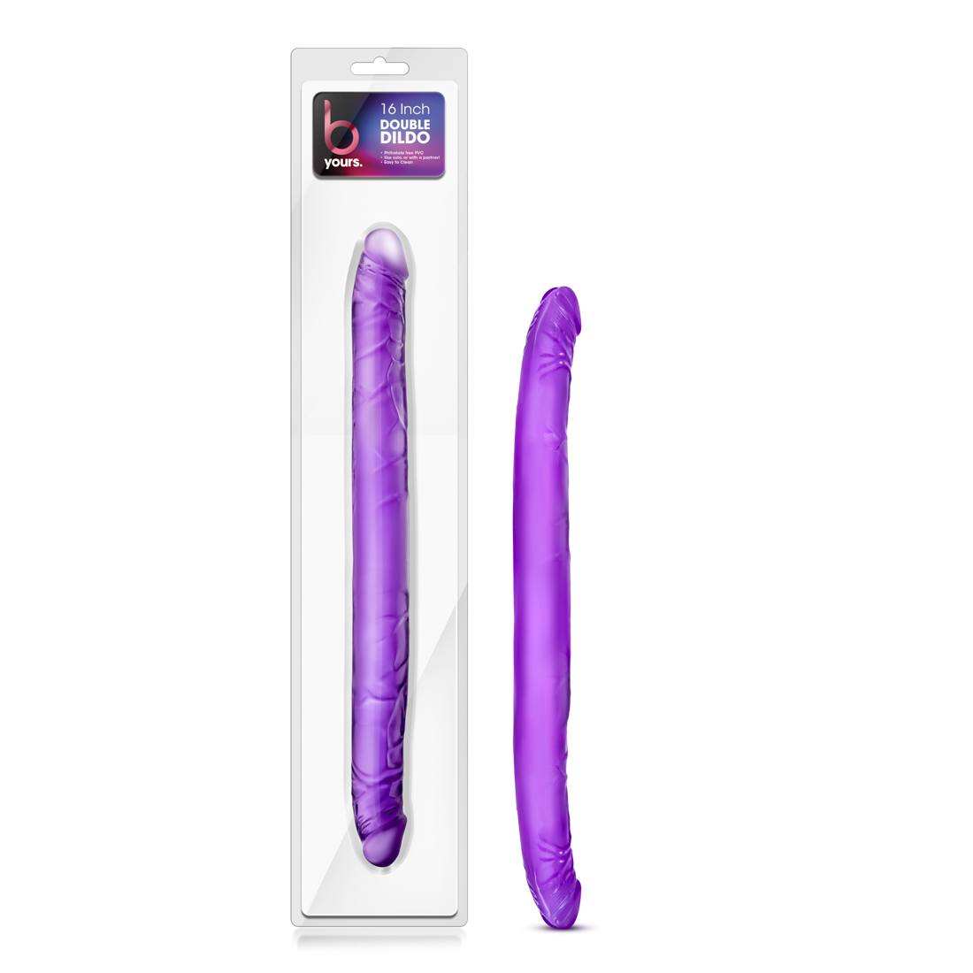 that leaves 8 inches for each of you. This Double Dildo is realistic with a pronounced head on each end to increase pleasure. Our double dildo is also flexible enough to be used for double penetration. Made of fragrance and Phthalate Free PVC: this toy is body safe and easy to clean! Just wash with warm soap and water