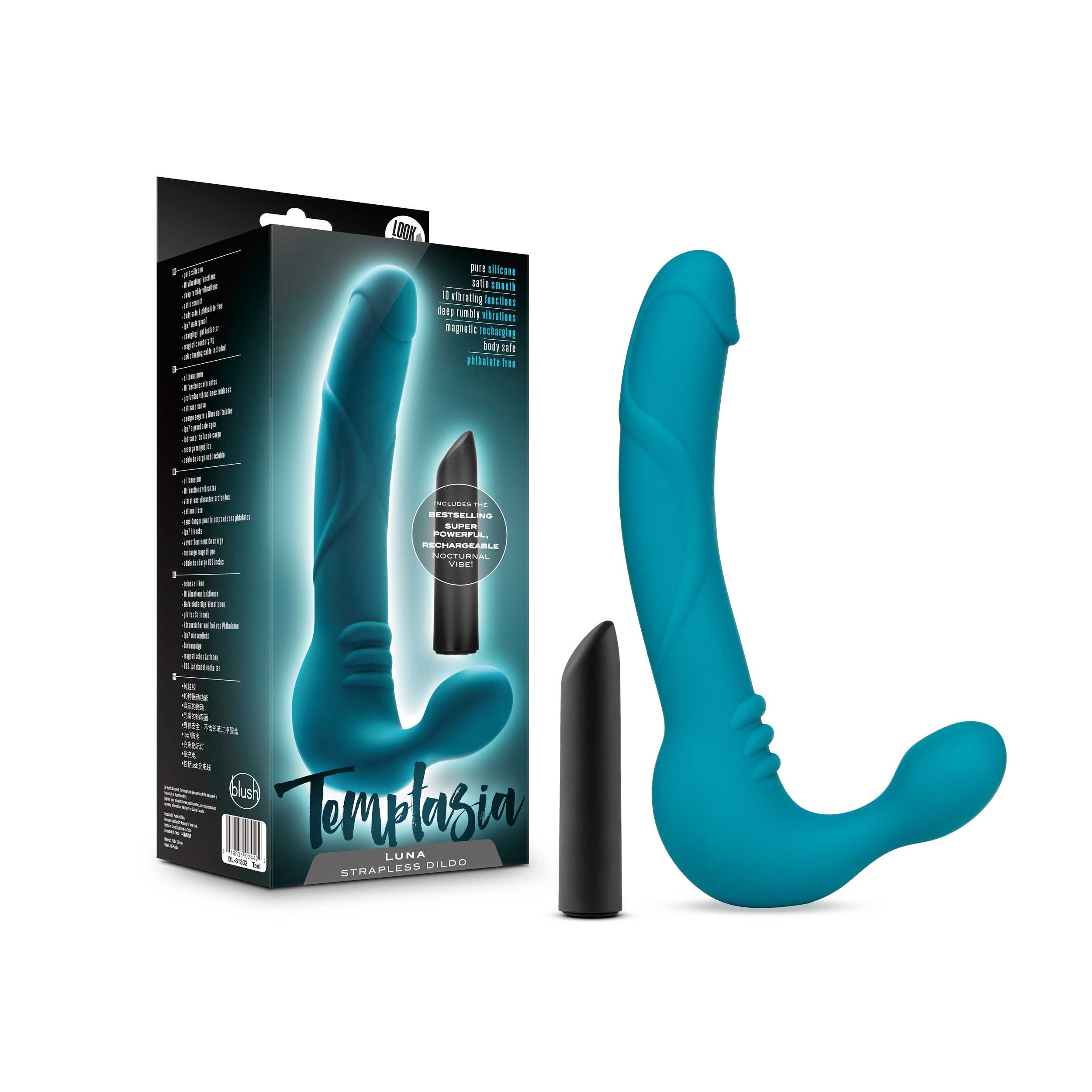 rechargeable bullet vibe can also be used outside the dildo. Its slanted tip is ideal for intense focused stimulation. Made of satin smooth