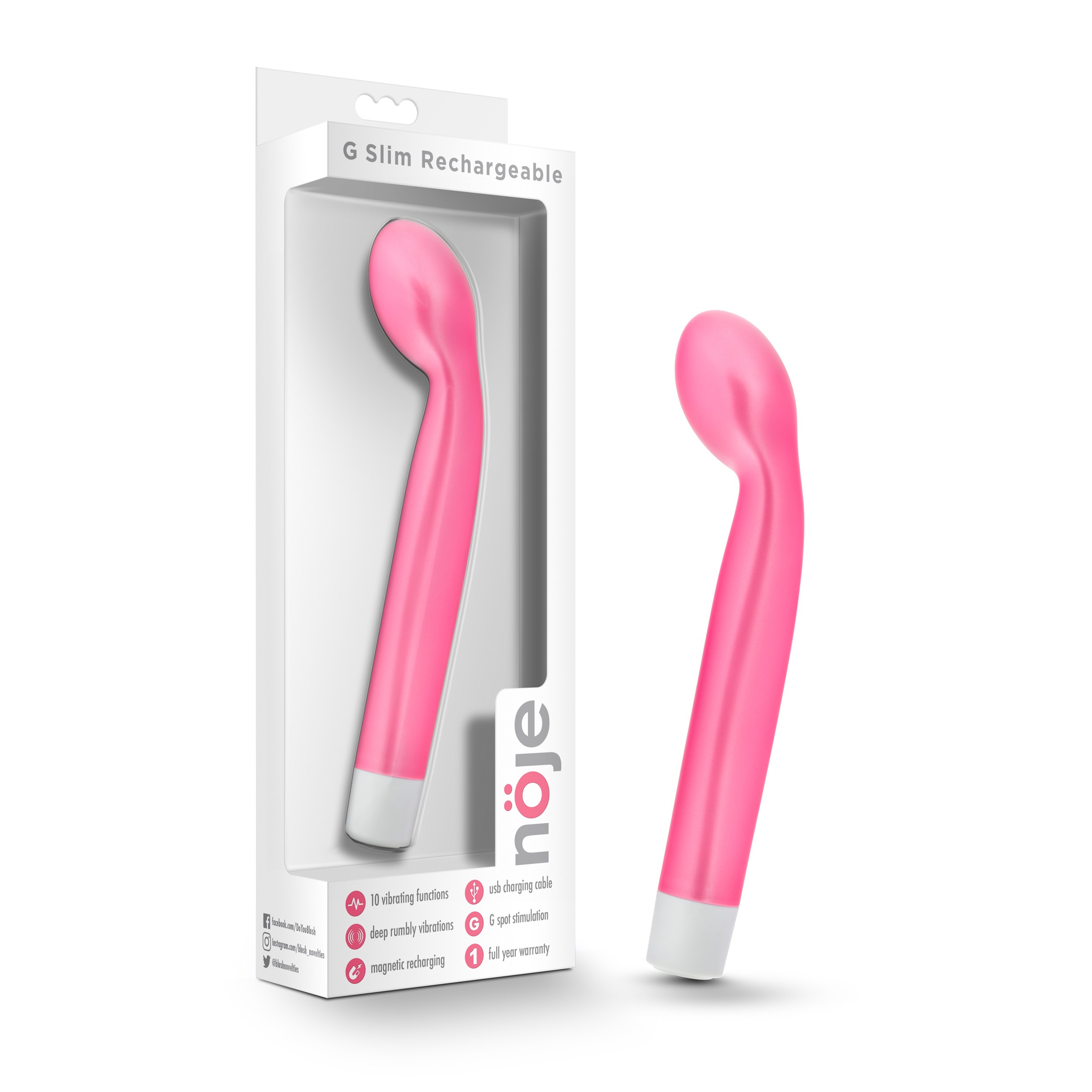 powerful Noje G Slim is the perfect tool for internal G spot and external clitoral play. Point the curve towards your navel for deep