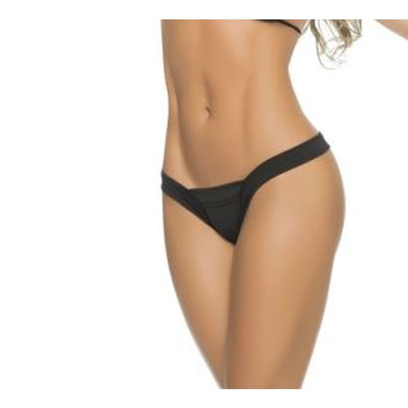 <p>The thong perfectly accentuates the rear with its V shaped strap effect.</p>