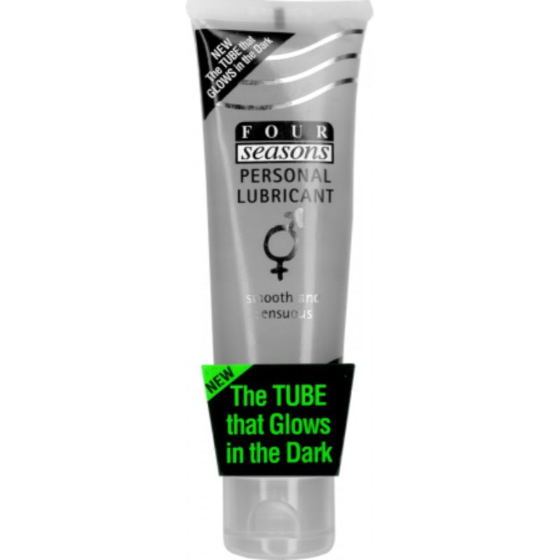 <p>Smooth and Sensuous Four Seasons Personal Lubricant comes in a specially designed tube that glows in the dark.</p>