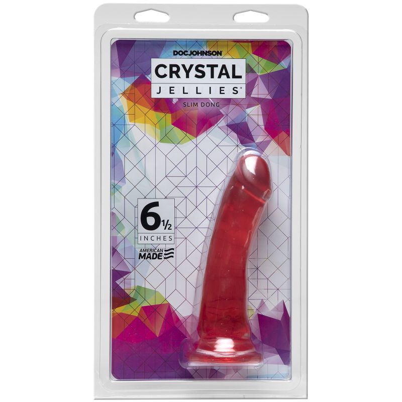 The Crystal Jellies 6.5Inch Slim Dong features a smooth streamlined phallic shape in one of Doc Johnsons most popular slim widths.