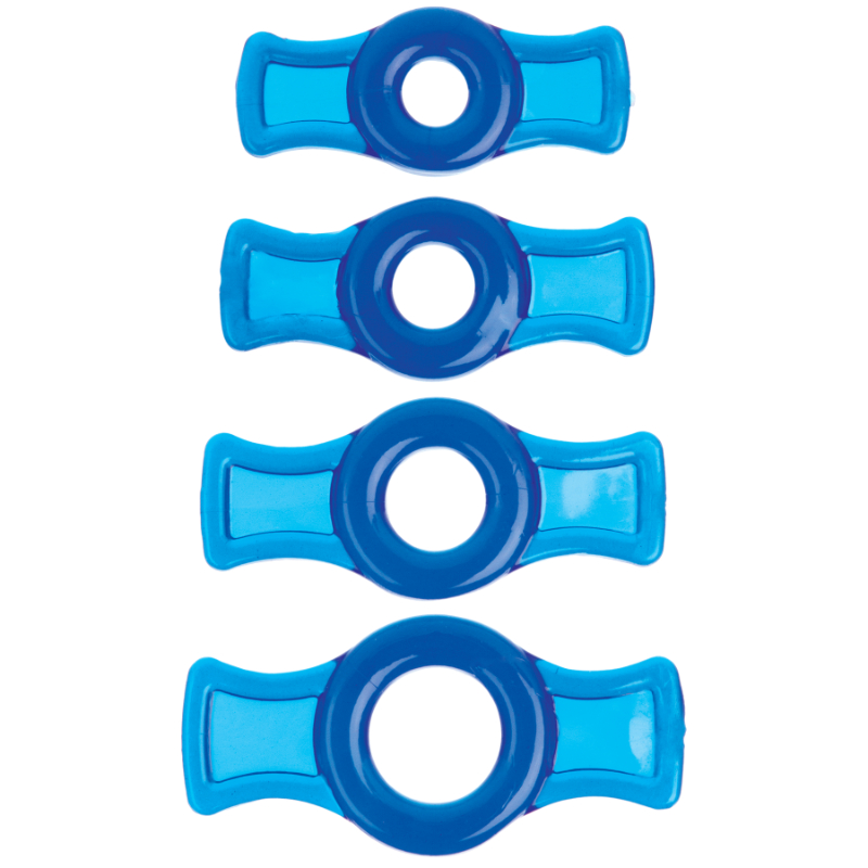 <p>These TitanMen Tools Cock Rings stretch to fit with the aid of easy to grip side tabs. Each set contains 4 rings ranging in size from 0.4inch to 0.75 inch unstretched.</p>