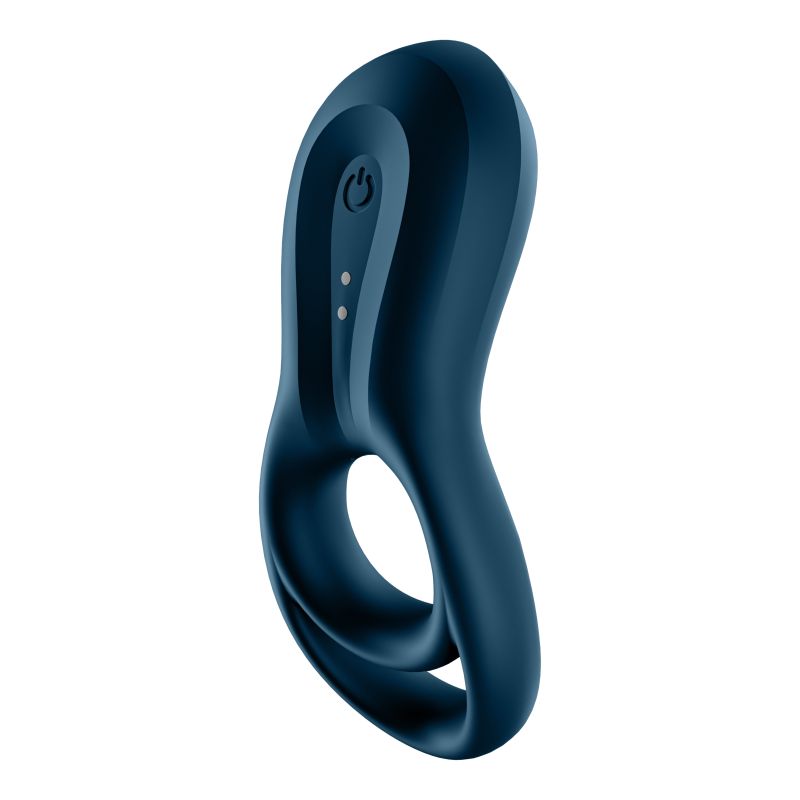 The Epic Duo is a tear drop shaped ring that is slightly curved and features ridged details with a one touch power button in the center.It sits in the middle range of thicker loops between the Spectacular and Legendary Duo. This is also the only Duo device that is Satisfyer Connect app enabled for unlimited customization and control. The Duo is a double vibrating c ring each with two loops; one to secure and stimulate the shaft and a second for the testicles.If you are familiar with our c rings