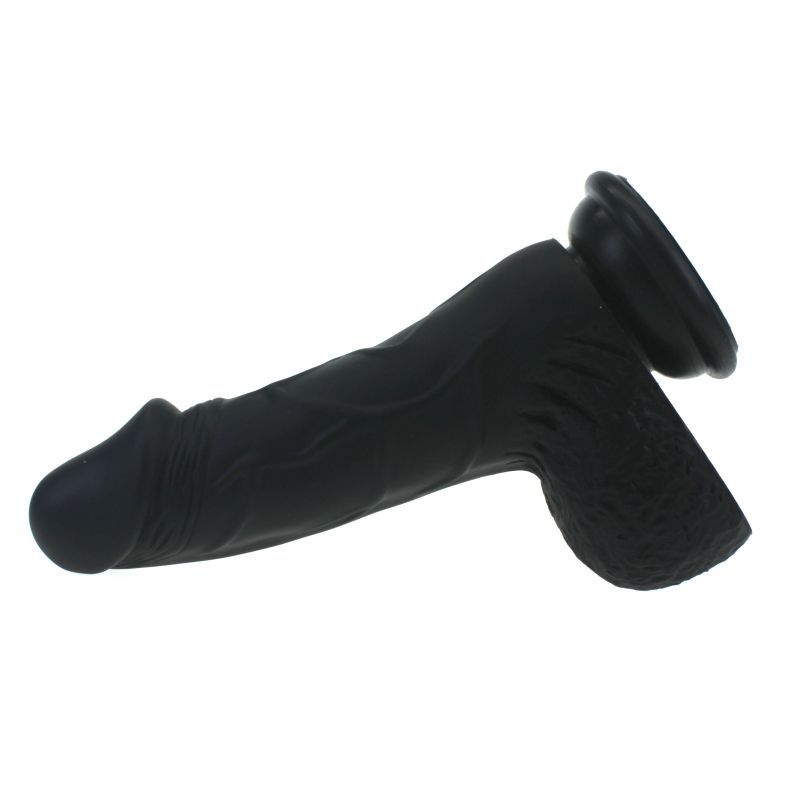 Large Penis shaped dildo with balls on a suction base in black colour