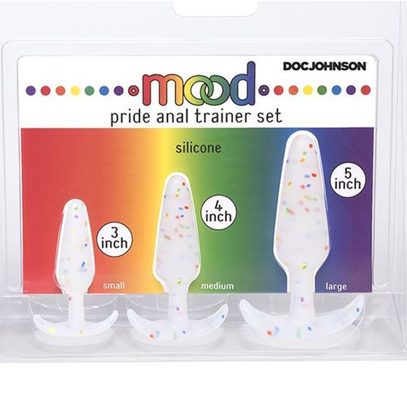 The Mood Naughty 1 Trainer Set in premium silicone is now available in rainbow confetti.