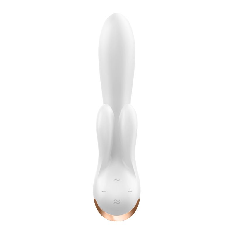 Made entirely of silicone for streamlined vibrations with 3 motors – one in the top of the larger shaft and one in each of the smaller shafts allowing for broader