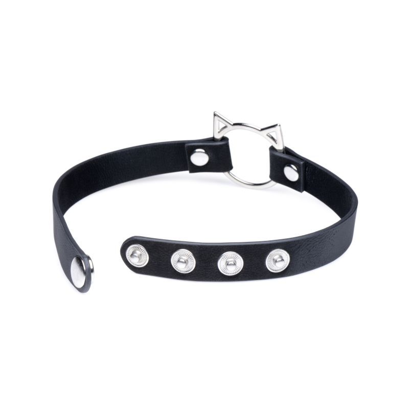 The purrfect choker for kitty play! This Slim Kinky Kitty Ring Choker combines kitty play and subtle BDSM elegance for a choker you can wear at home or in public. The adjustable snap buttons make it easy for you to find the perfect fit
