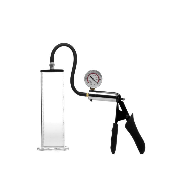 <p>The ergonomic hand pump comes included with a large pressure gauge so you can find the amount of pressure works with your package best. This Pump Kit is perfect for those who want a more sensitive and long lasting erection - utilize your favorite cock ring to maintain your new pumped up shaft!</p>
