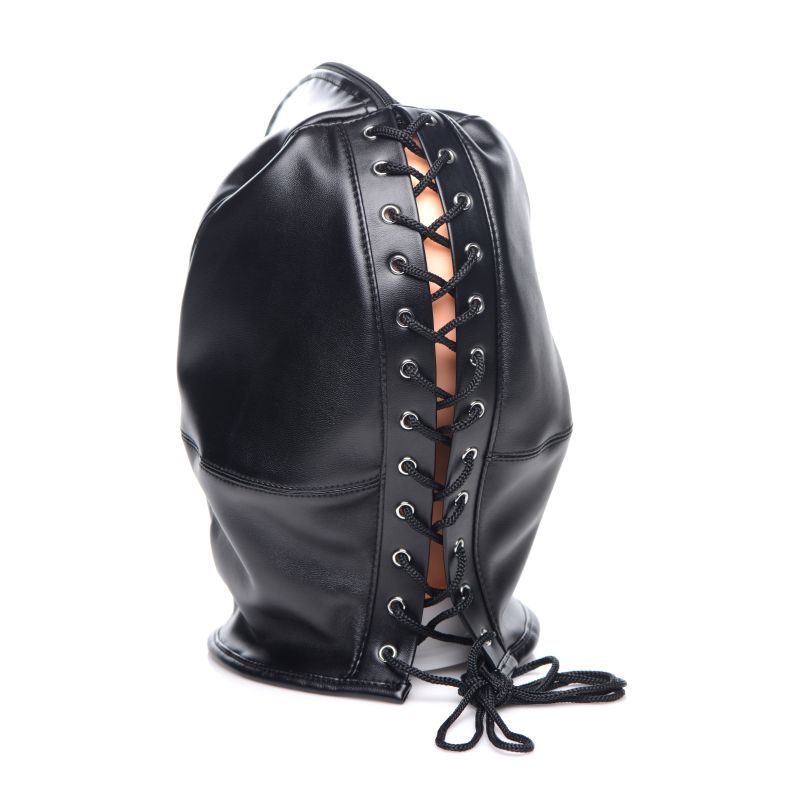 Darken the senses with this Zip Front Bondage Hood! This hood denies the senses and blinds your sub with ease