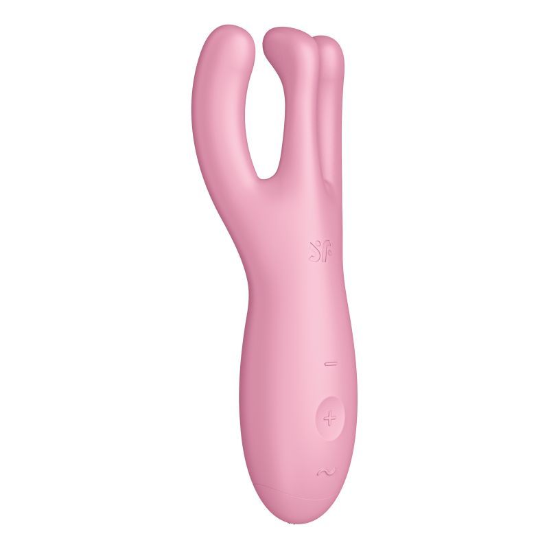 Great for consumers that love lay on massagers the Threesome 4 is a powerful lay-on vibrator for external clitoral/labia stimulation that is Satisfyer Connect App compatible.