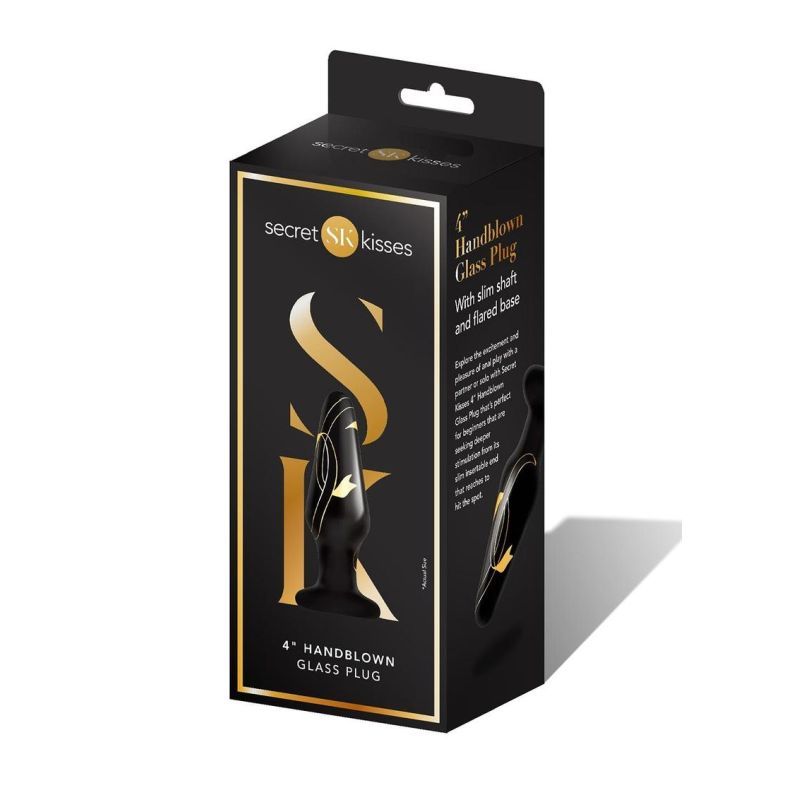 Explore the excitement and pleasure of anal play with a partner or solo with Secret Kisses 4 inch Handblown Glass Plug that is perfect for beginners that are seeking deeper stimulation from its slim insertable end that reaches to hit the spot.