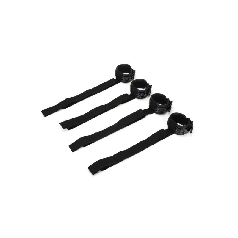 <p>Strap your lucky submissive in for an unforgettable night of kinky bondage play with the Diamond Bed Ties set that includes wrist and ankle cuffs that will comfortably keep their limbs deliciously spread for enjoyment.</p>