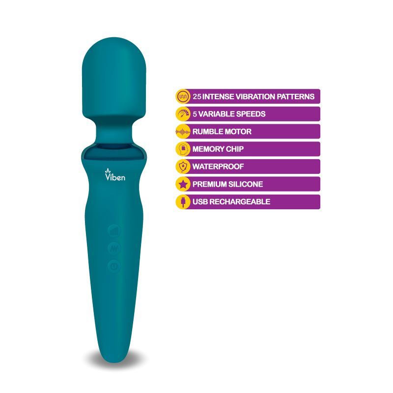 This powerful personal massager with 25 intense vibration patterns and 5 variable speeds.