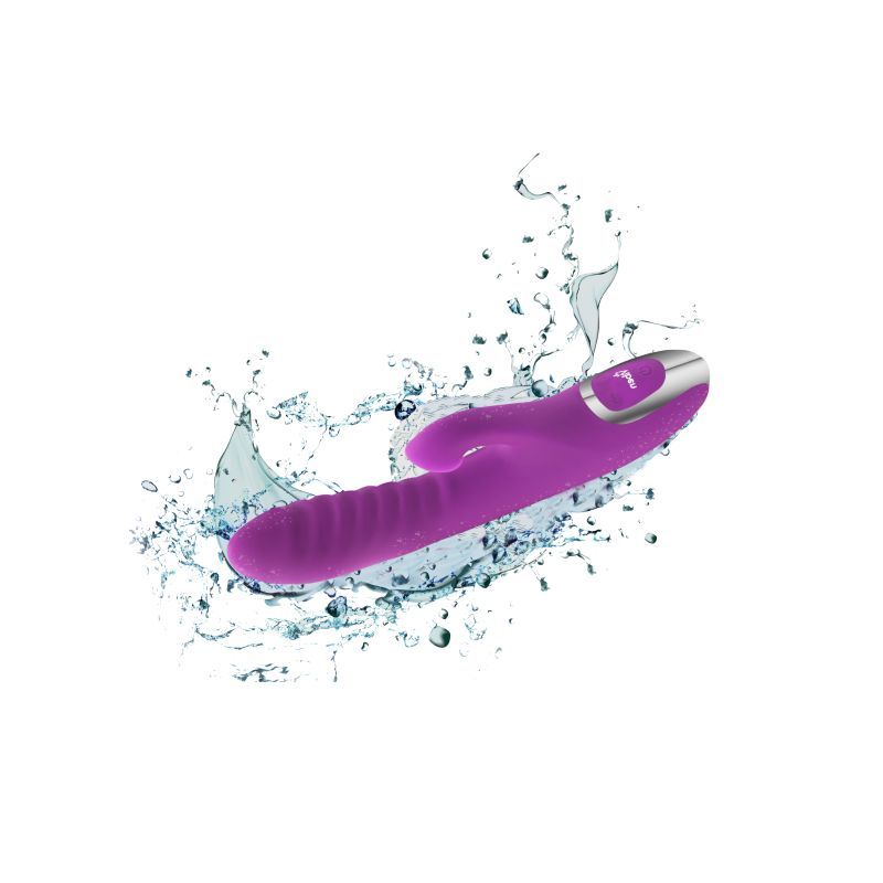 Frenzy is a silicone dual motor rabbit vibe with pleasure ridges that combines internal G spot massage with intense clitoral suction.