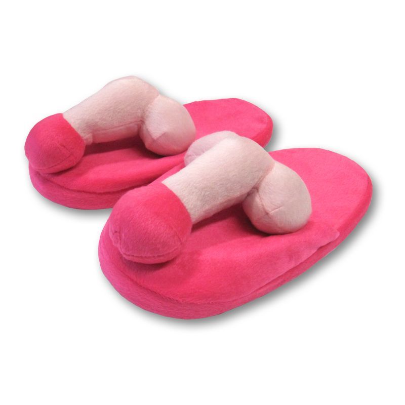 Slip into something more comfortable... like your new pair of pink pecker slippers.