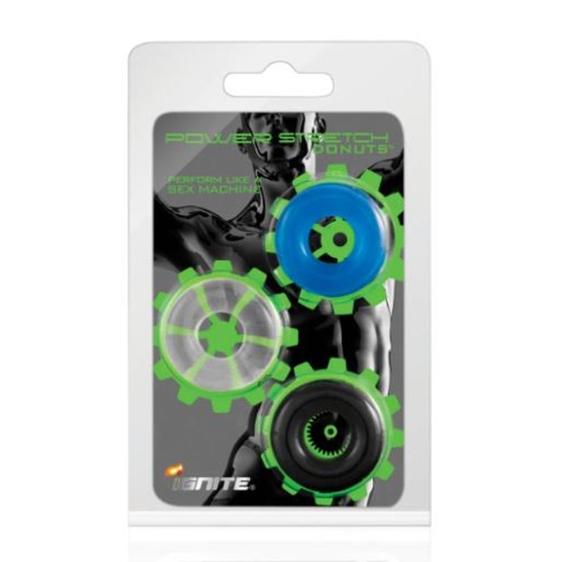 <p>This 3 piece Donut cock ring pack comes in the colours of black blue and clear and are made from phthalate free PVC</p>