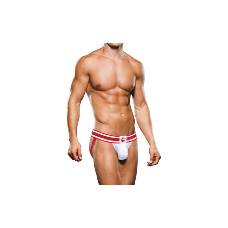 this jock features a white and red two tone waistband