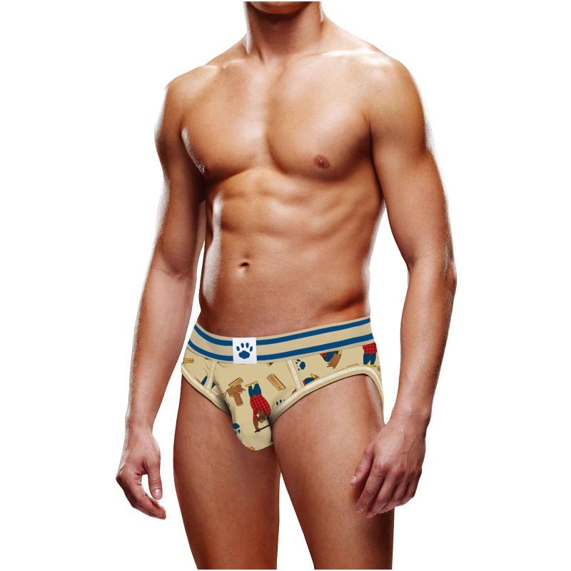 these cute backless briefs are fitted to show off all of your goods to perfection. The design features a rugged bear chopping wood